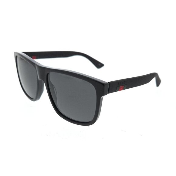 Gucci GG0010S-001 Matte Black Square Sunglasses with Signature Web Stripe